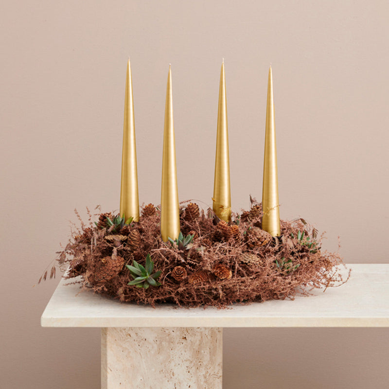 ester & erik | cone candle gift box | set of 2 | gold metallic 37cm - LC