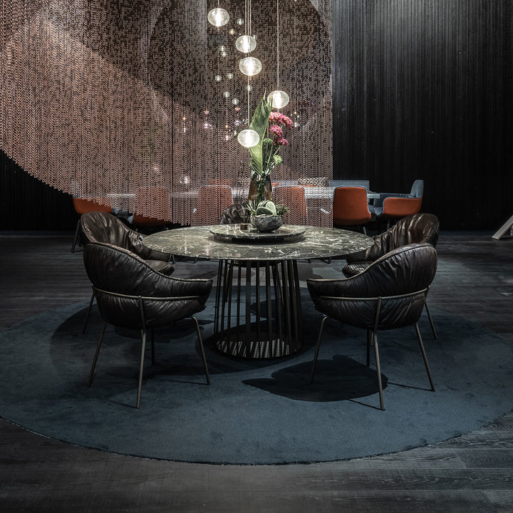 freifrau | marie armchair | opium santos leather + steel bronze glaze frame