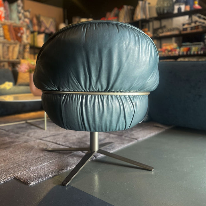 freifrau | marie lounge chair | x-base with rocker + tilting mechanism | adora jade leather + bronze frame