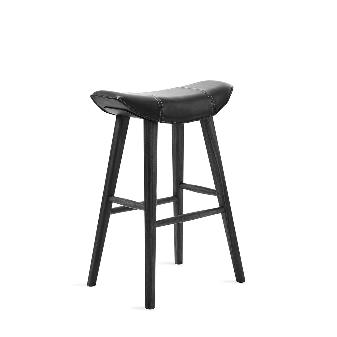 freifrau | kya kitchen stool 63cm | cairo ebony (black) leather + black wire frame