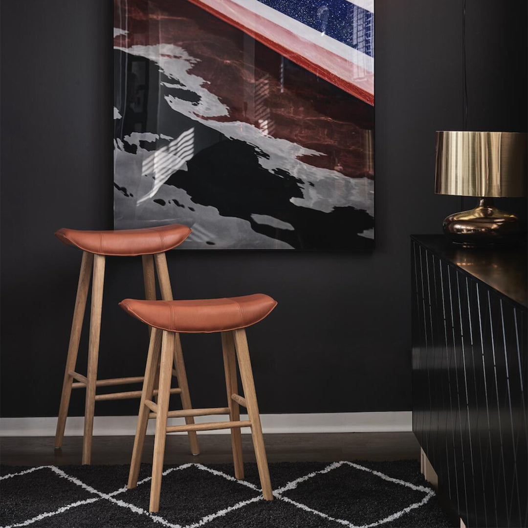 freifrau | kya kitchen stool 63cm | cairo ebony (black) leather + black wire frame