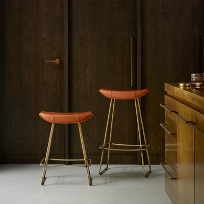 freifrau | kya kitchen stool 63cm | muscat cacao leather + steel bronze glaze wire frame