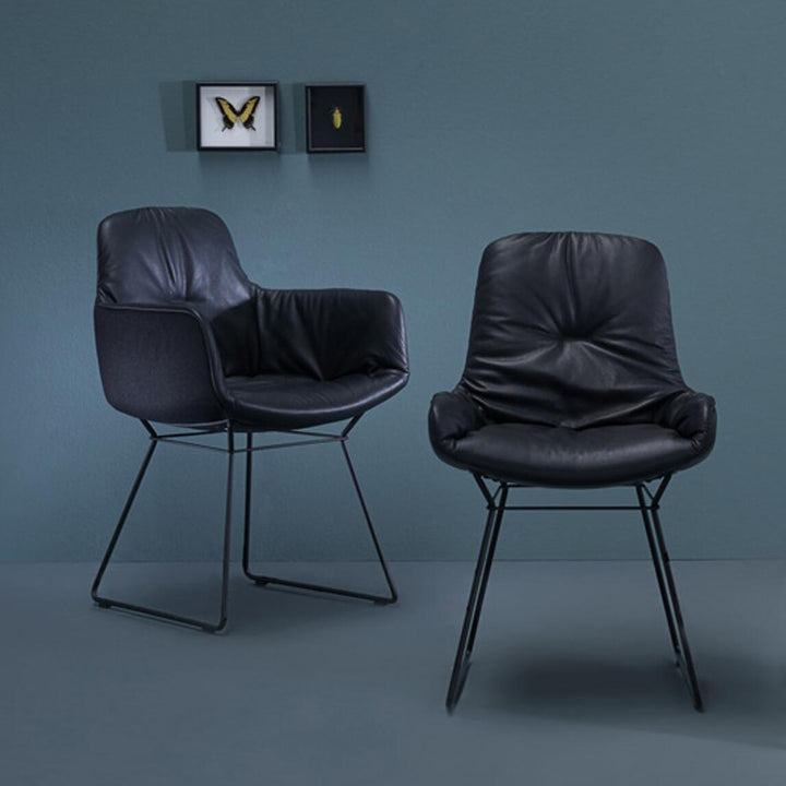freifrau | leya armchair low | wire frame | cairo ebony (black) leather