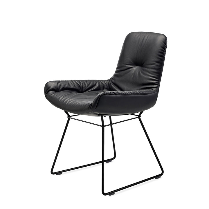 freifrau | leya armchair low | wire frame | orient ebony (black) leather