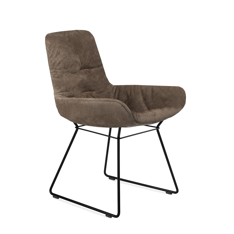 freifrau | leya armchair low | wire frame | cayenne walnut leather