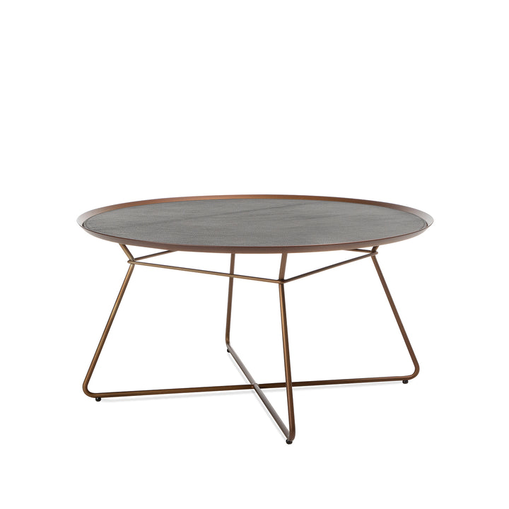 freifrau | leya coffee table with leather inlay | extra large | steel bronze glaze