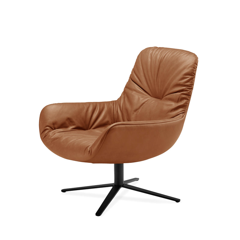 freifrau | leya lounge chair | x-base frame | cairo cognac leather