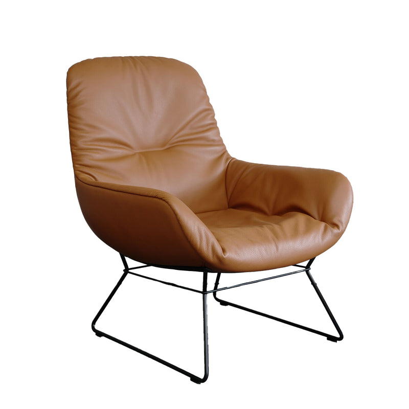 freifrau | leya lounge chair | wire frame | cairo cognac leather