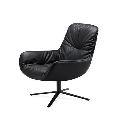 freifrau | leya lounge chair | x-base frame | orient ebony (black) leather