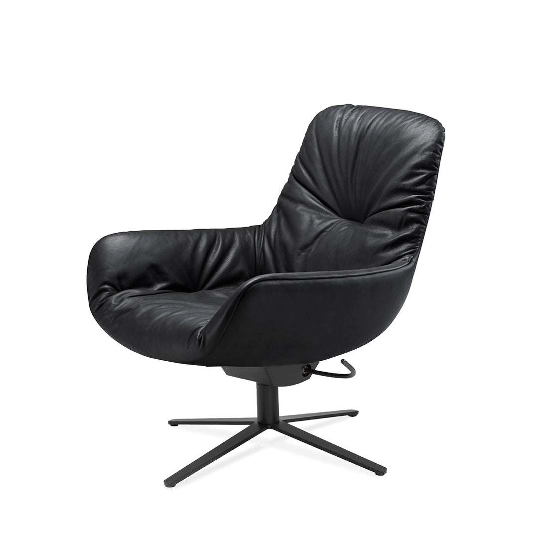 freifrau | leya lounge chair | x-base frame with tilt | orient ebony (black) leather