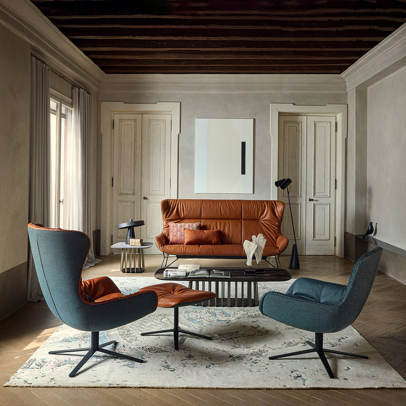 freifrau | leya lounge chair | x-base frame | cairo cognac leather