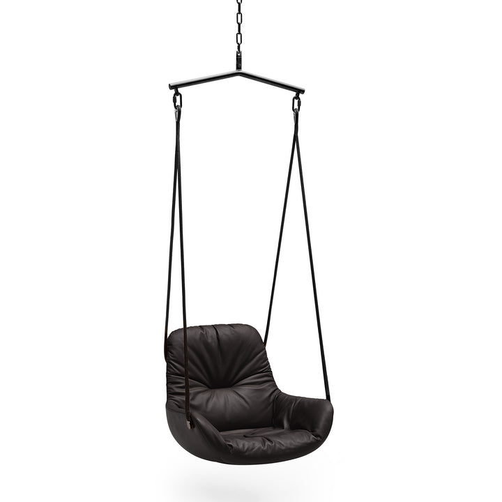 freifrau | leya lounge swing seat | orient ebony (black) leather