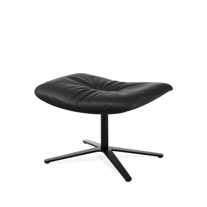 freifrau | leya ottoman | x-base frame | orient ebony (black) leather