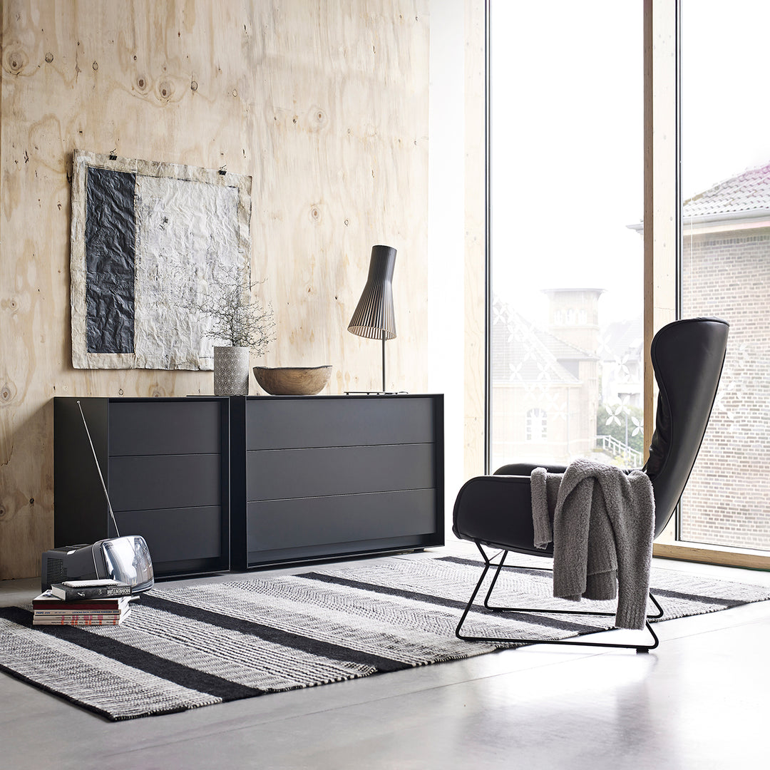 moeller design | RAG BOX K120 | chest with 3 drawers | black + mud grey