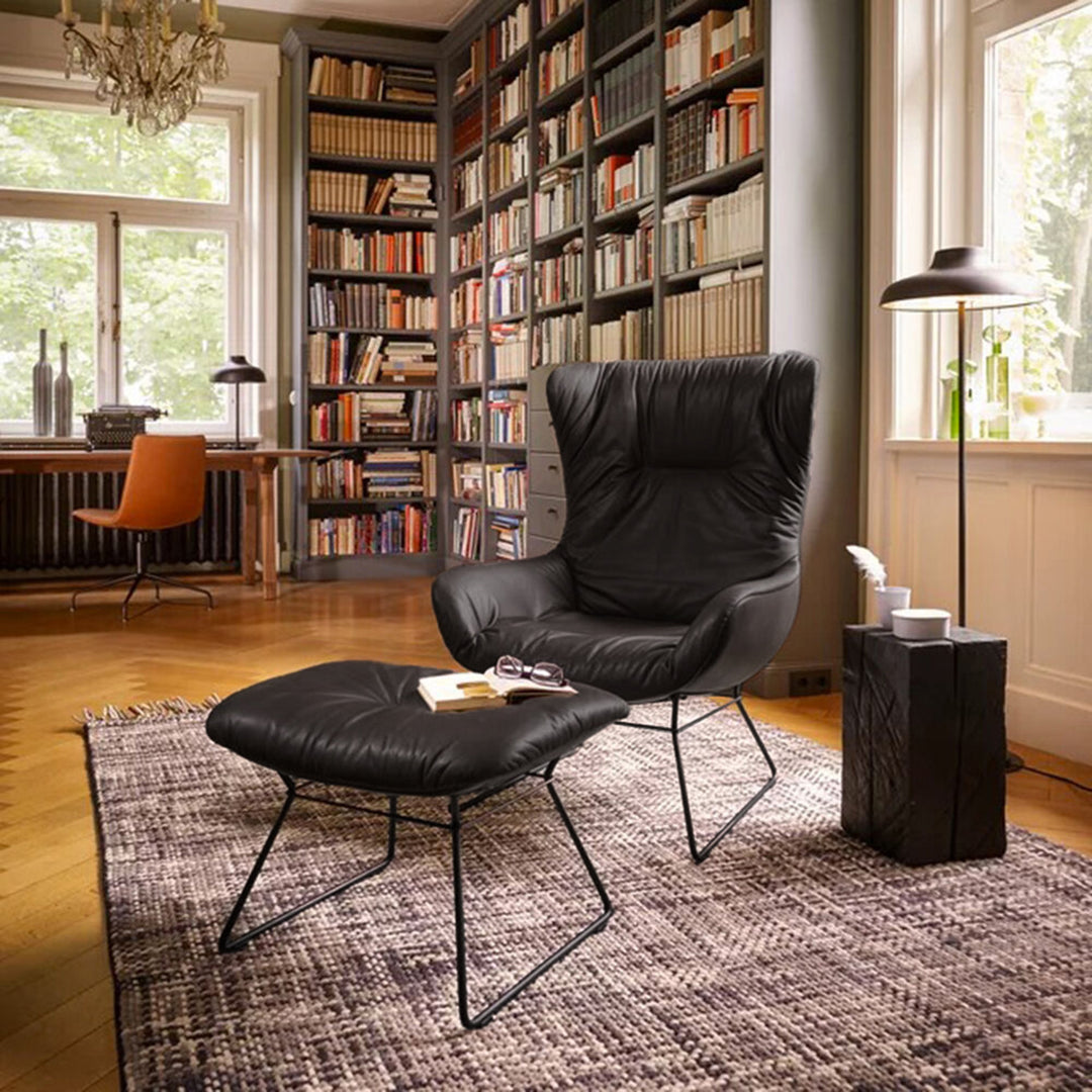 freifrau | leya wingback chair | wire frame | orient ebony (black) leather