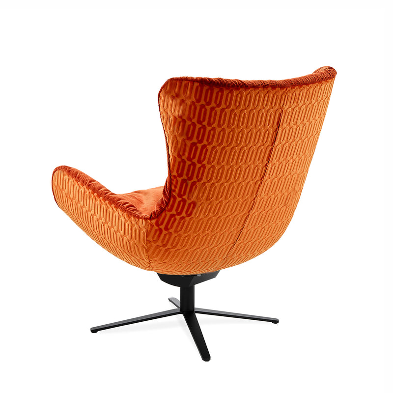 freifrau | leya wingback chair | x-base frame with tilt | riga chaudron + lelievre tangerine
