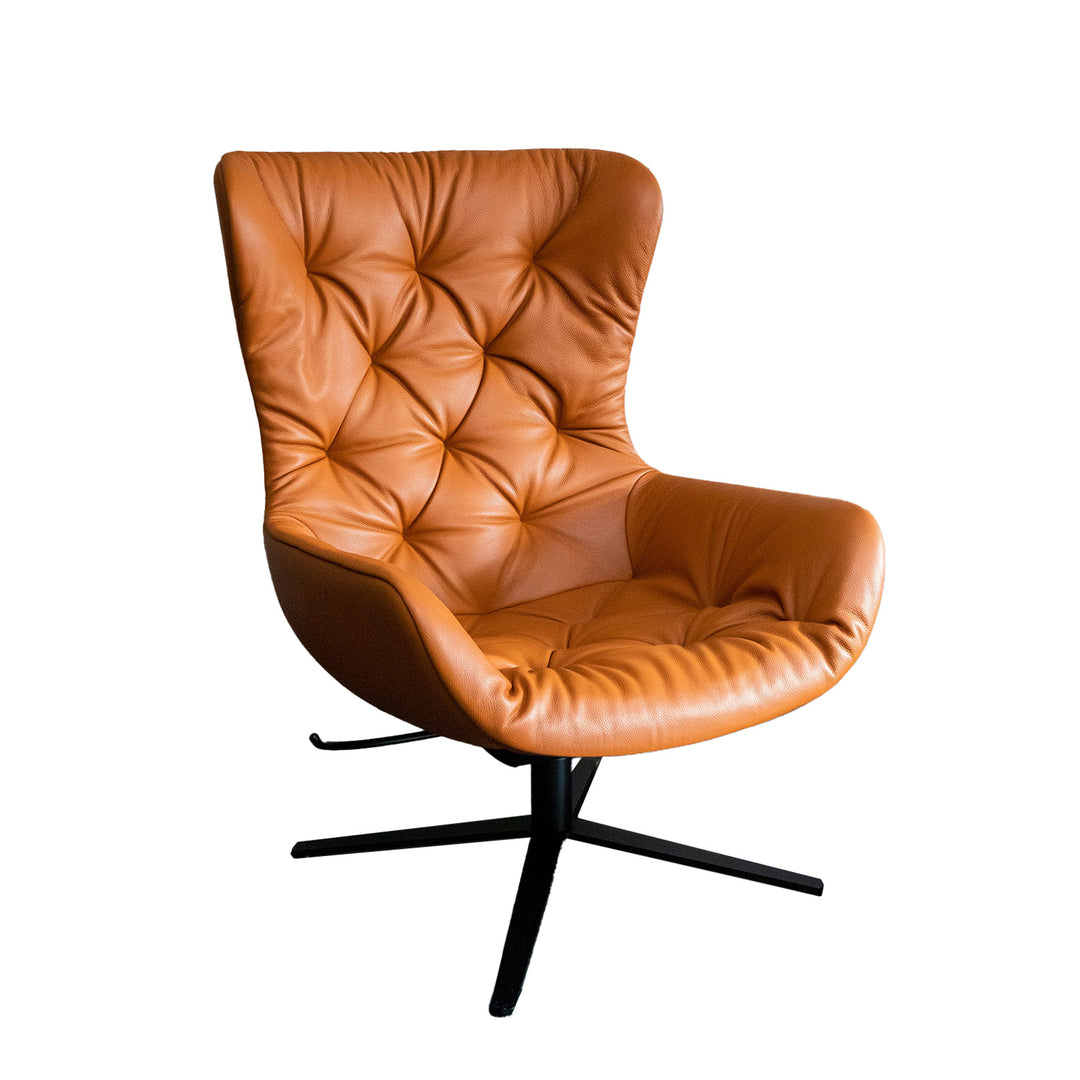 freifrau | leya wingback chair | x-base frame with tilt | cairo cognac leather + chesterfield stitch