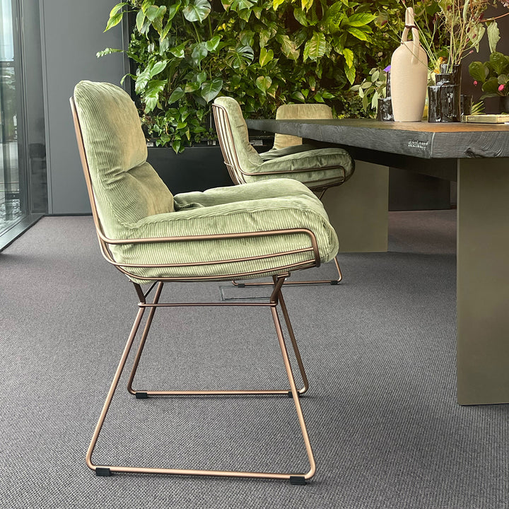 freifrau | leyasol indoor armchair low | riga sauge + steel copper glaze frame