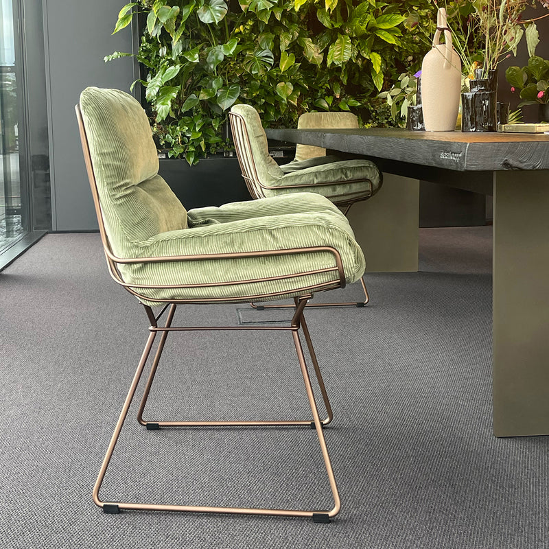 freifrau | leyasol indoor armchair low | riga sauge + copper glaze frame