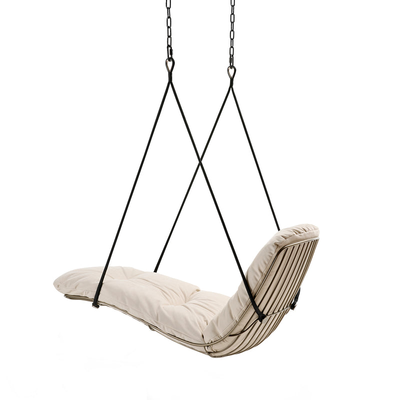 freifrau | leyasol outdoor sun lounger swing seat | lopi fabric + steel bronze glaze frame