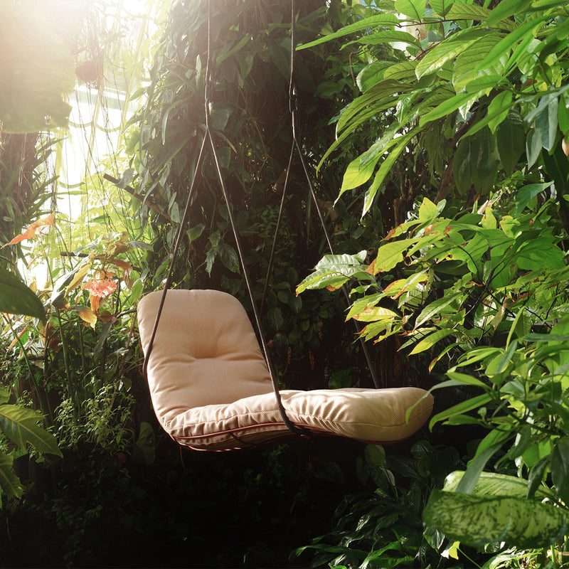 freifrau | leyasol outdoor sun lounger swing seat | lopi fabric + steel bronze glaze frame