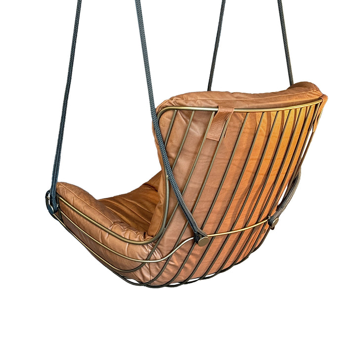 freifrau | leyasol wingback swing seat | adora kandis leather + bronze frame