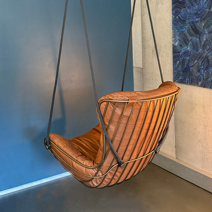 freifrau | leyasol wingback swing seat | adora kandis leather + bronze frame