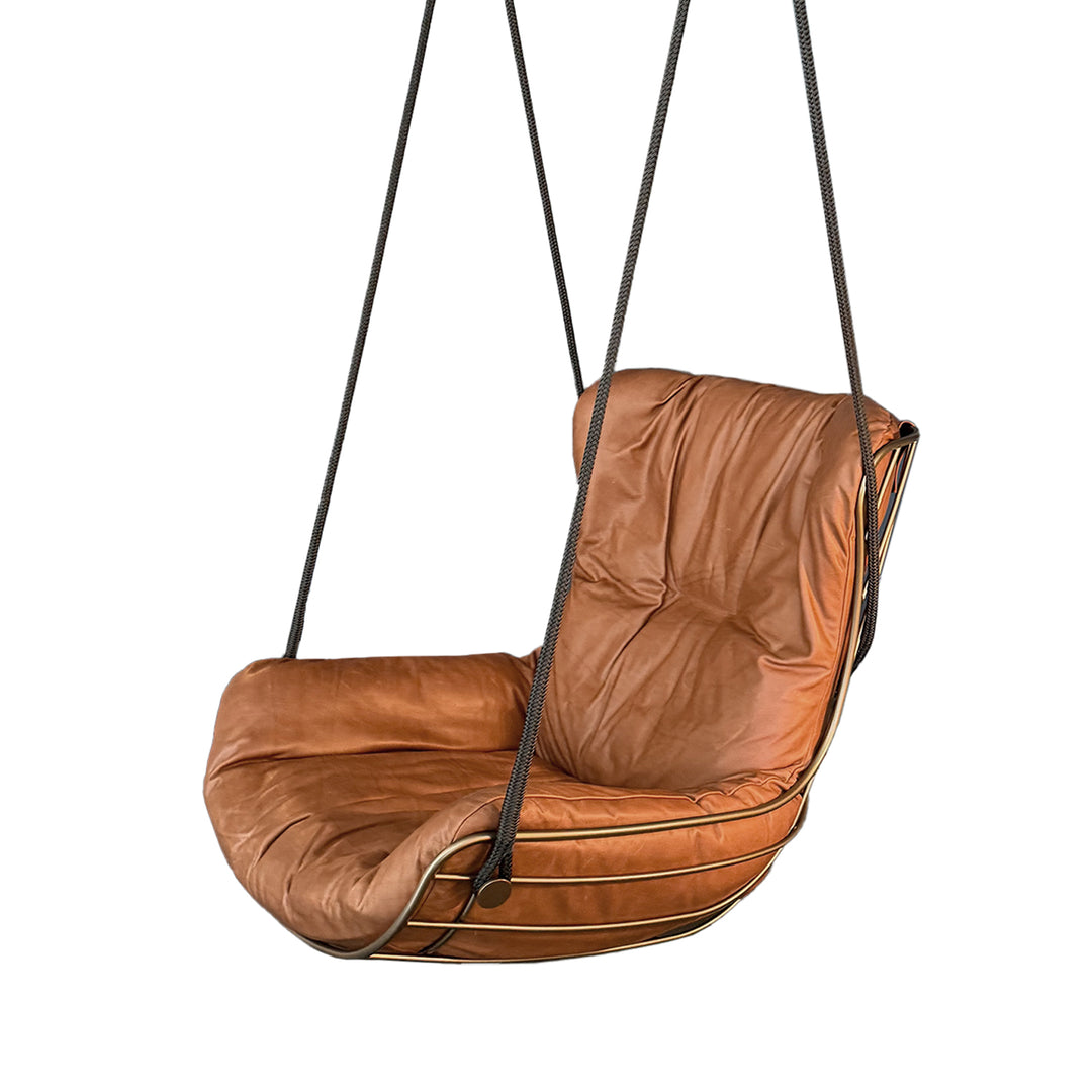 freifrau | leyasol wingback swing seat | adora kandis leather + bronze frame