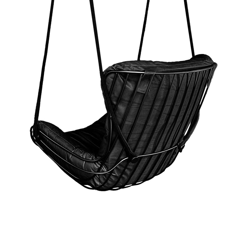 freifrau | leyasol wingback swing seat | bronze glaze frame | cairo ebony (black) leather