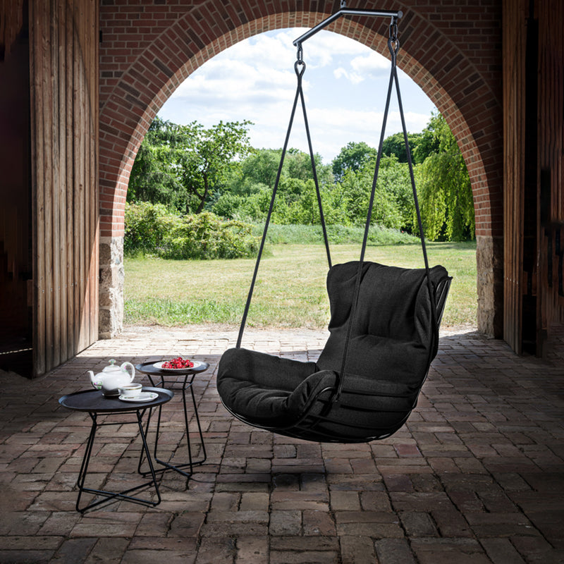 freifrau | leyasol wingback swing seat | bronze glaze frame | cairo ebony (black) leather