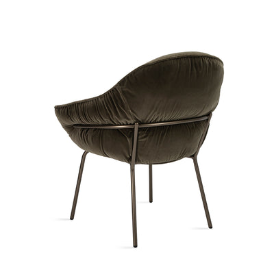 freifrau | low dining | marie armchair | deep black steel frame | nobilis raphael 73 vert kaki