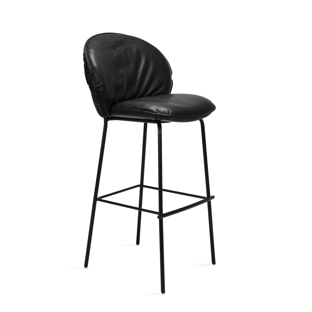 freifrau | marie | kitchenstool | 65 cm |deep black steel frame | cairo leather 70001 - SO