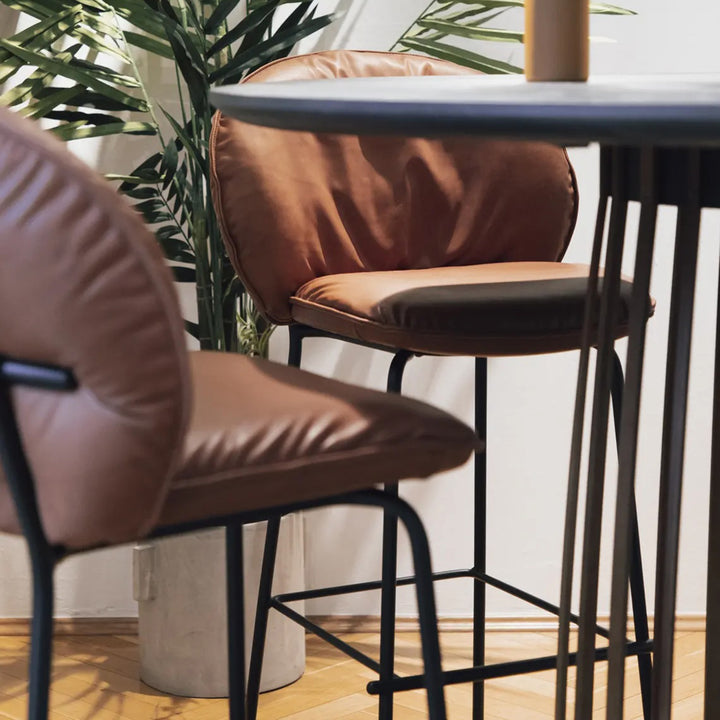 freifrau | marie | kitchenstool | 65 cm |deep black steel frame | cairo leather 70001 - SO