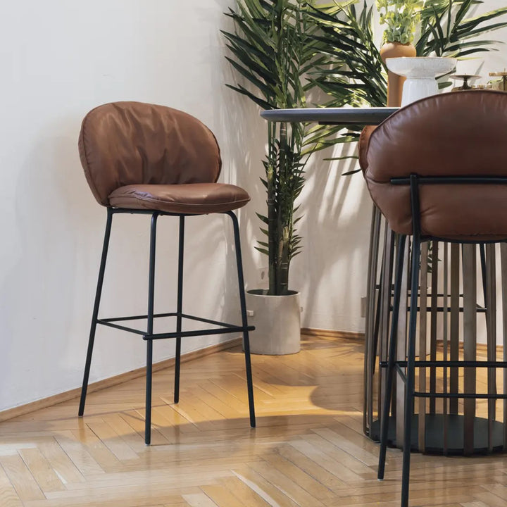 freifrau | marie | kitchenstool | 65 cm |deep black steel frame | cairo leather 70001 - SO
