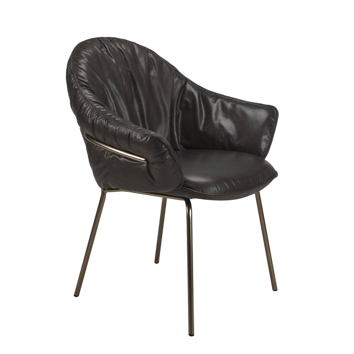 freifrau | marie armchair | adora canelo leather + steel bronze glaze frame