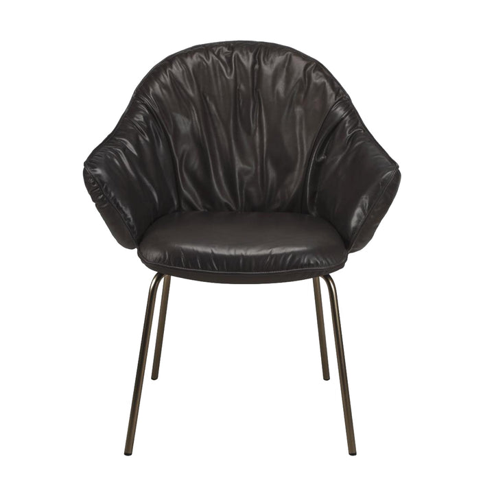 freifrau | marie armchair | adora canelo leather + steel bronze glaze frame