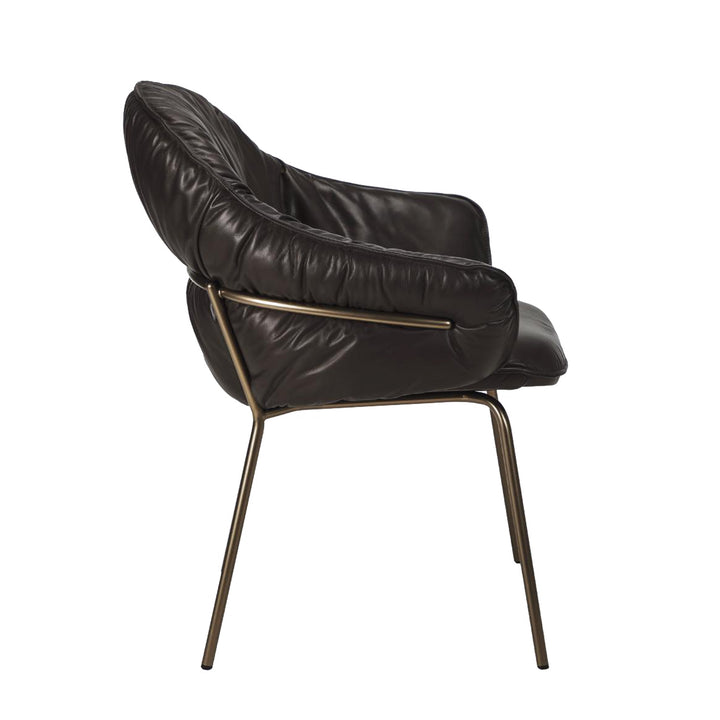 freifrau | marie armchair | adora canelo leather + steel bronze glaze frame