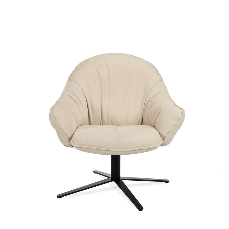 freifrau | marie lounge chair | x-base with rocker + tilting mechanism | adamo + eva tabacco + deep black frame