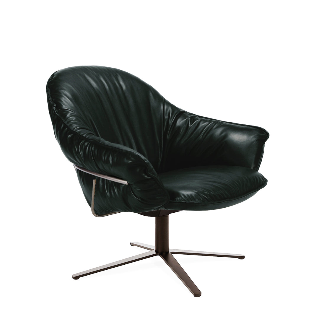 freifrau | marie lounge chair | x-base with rocker + tilting mechanism | adora jade leather + bronze frame