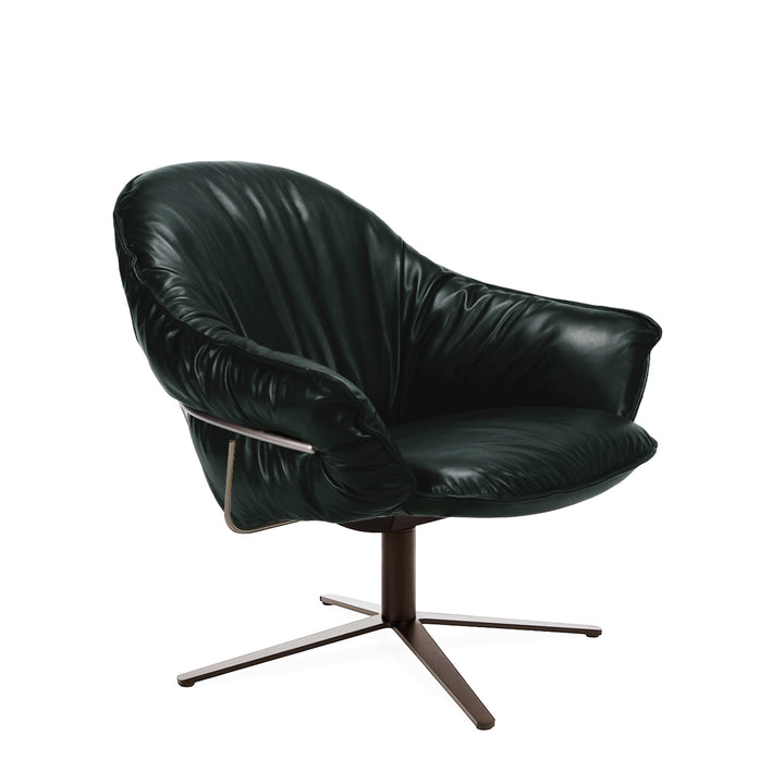 freifrau | marie lounge chair | x-base with rocker + tilting mechanism | adora jade leather + bronze frame