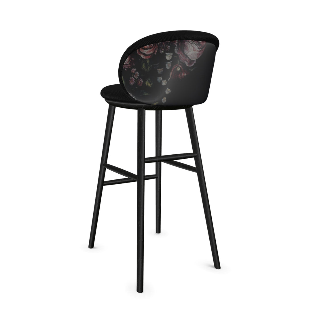 freifrau | ona barstool | wooden frame black oak | riga noir + gobelin eden