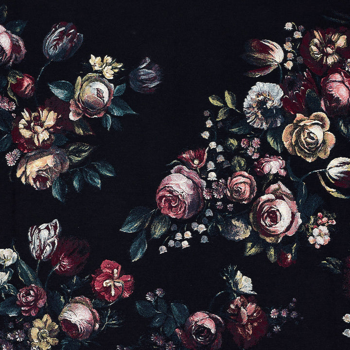 freifrau | ona barstool | wooden frame black oak | riga noir + gobelin eden