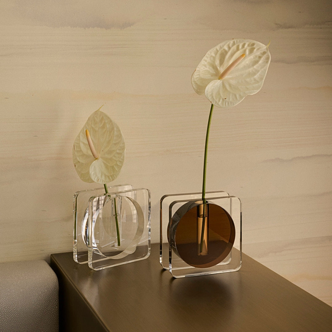 greg natale | CALDERA | crystal vase - clear + umber