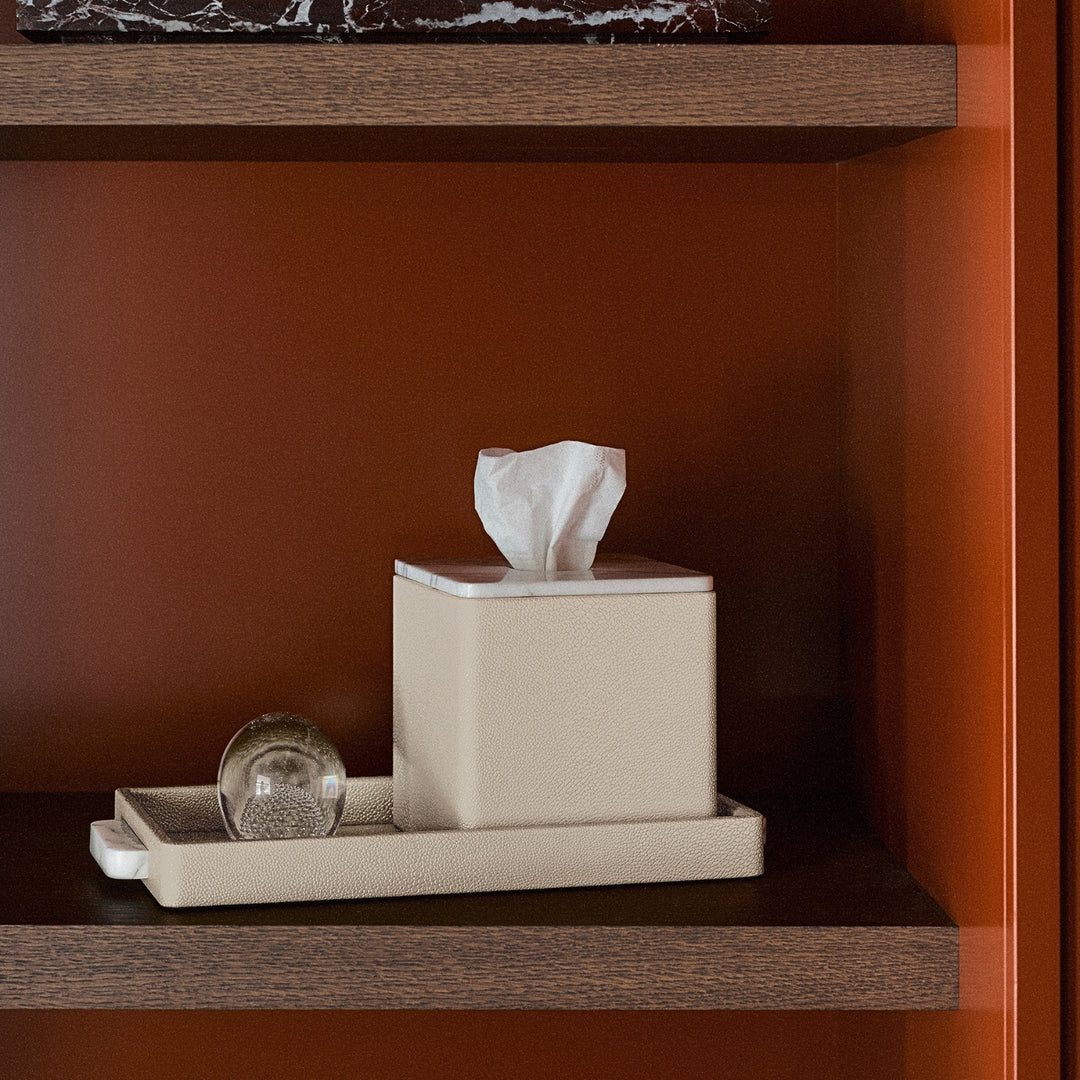 greg natale | OPERETTA | palco shagreen tray | white + arabescato