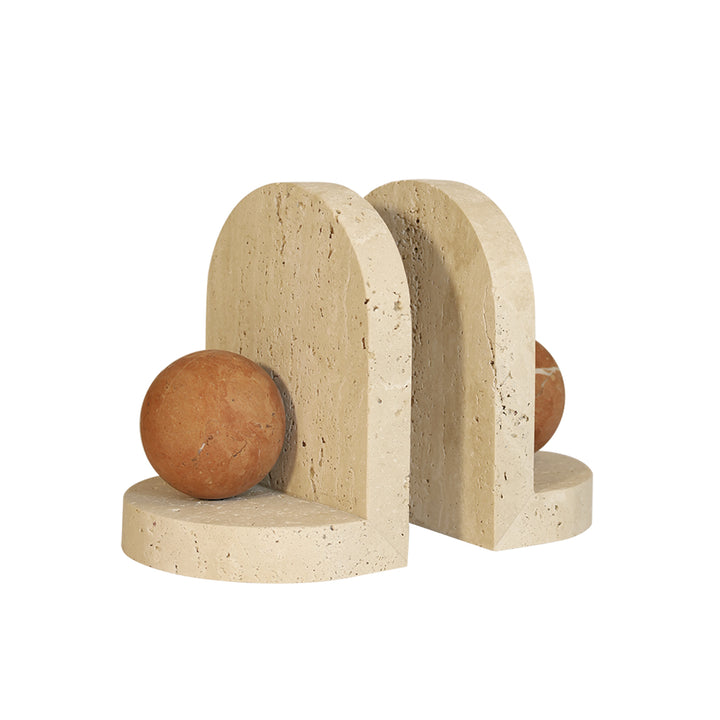greg natale | blitz marble bookend set | travertine + coral