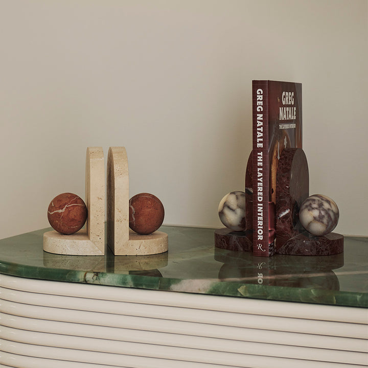 greg natale | blitz marble bookend set | travertine + coral