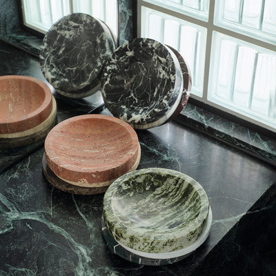 greg natale | pila bowl | travertine + emperador marble