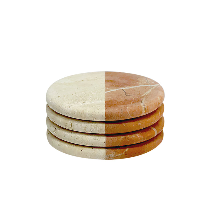 greg natale | polar coaster | set of 4 | coral + travertine