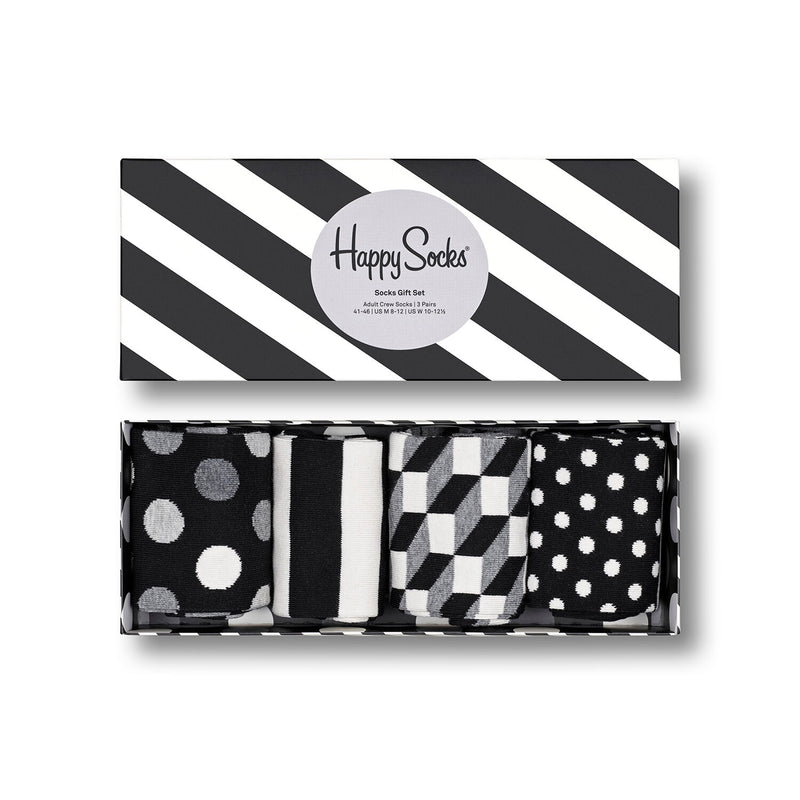 happy socks | gift set - black + white | size 41-46 - 4 pack