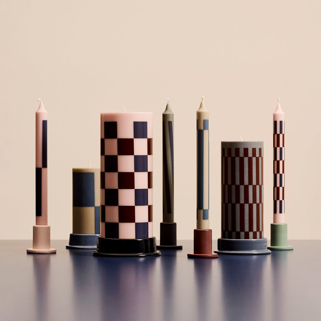 hay | pattern candle | set of 4 | light pink + blue